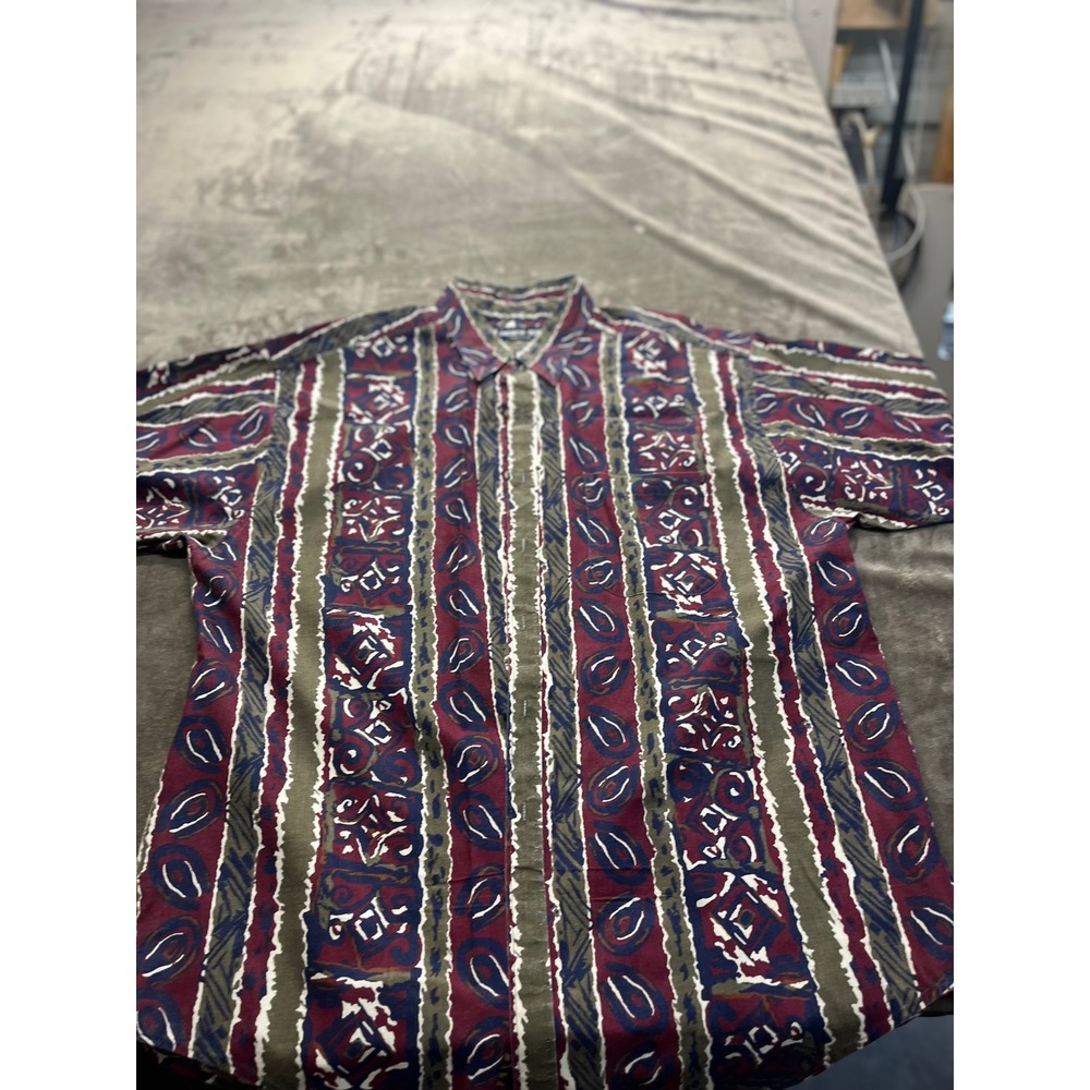 American Blue Mens XL Abstract Tribal‎ Paisley Button Down Shirt Cotton USA Made